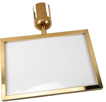 BUGUUYO A3 Gold Landscape Stanchion Sign Holder Frame, Crowd Control Poster Display Rack for Airport Queue Posts, Barrier Sign Frame Support for Event and Public Guidance