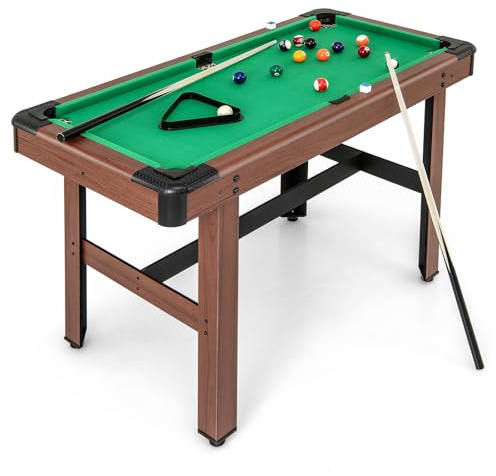 DREAMADE Table de Billard de 122 CM, Mini Table de Billard avec Ensemble Complet de Boules, 2 Queues, Craies, Brosse, Triangle, Table de Billard Gain de Place pour Salle Familiale, Salle de Jeu (Vert)