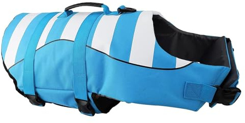 Gilets de Sauvetage pour Chiens,Gilet de Flottaison Animaux Réglable,Gilets de Flottaison pour Animal de Compagnie avec Souple Poignée, Bonne Flottabilité à la Mer/Lac (Bleu, M (Chest Girth:53-65cm))