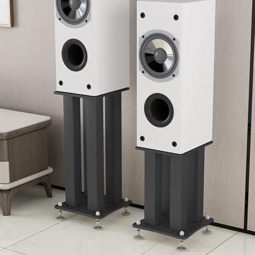 Lot de 2 supports de haut-parleurs universels sur pied – Enceintes en métal pour home cinéma studio scène – 60 cm de haut – Coussinet antidérapant et base inclus