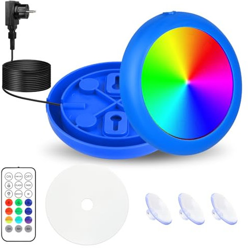 KWODE Poolbeleuchtung LED, 10W RGB oberirdische Schwimmbadbeleuchtung Timing 2/4/6H, IP68 Magnetische Wasserdichter Pool Lampe Licht für Frame Pool Stahlwandpool, 7M Kabel