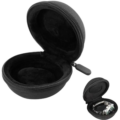 Travel Watch Case, Single Watch Storage Boxes Portable with Zipper Cushioned Foam Nylon Watch Organizer Holder Pouch Gift for Wristwatches & Smart Watches up to 50mm Men Women Black
