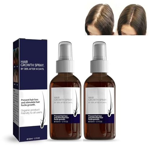 Lot de 2 sprays de sérum pour la croissance des cheveux - Après-shampoing sans rinçage - Aide à accélérer la croissance des cheveux - Renforce et hydrate les cheveux - Améliore la sécheresse et les