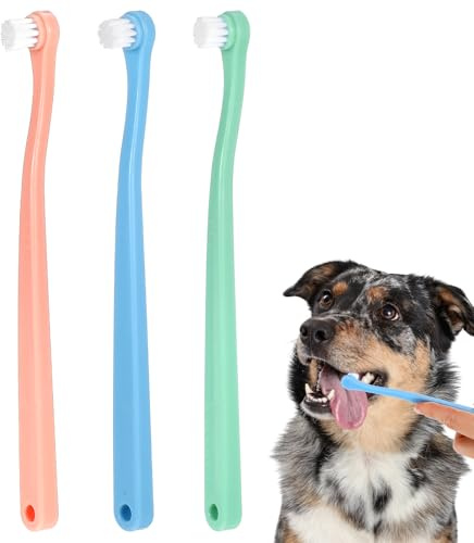 3 Pcs Small Dog Toothbrush Professional Oral Care for Pets, Puppy Toothbrush with Soft Bristles, Pet Toothbrushes for Small Pet Puppy Kitten, Durable Cat Toothbrushes for Multi-Pet or Replacement