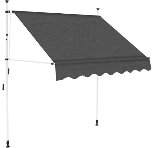 Toldo manual retráctil ajustable, toldo impermeable con manivela, parasol de patio, protección UV para patio, balcón y restaurante (carbón, 350 cm)