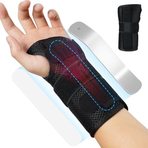 Beugo Fascia da Polso, Tutore Polso Traspirante con 2 Piastre di Metallo, Polsiera Ortopedica Regolabile per Uso Sport e Quotidiano, Unisex, Sinistra
