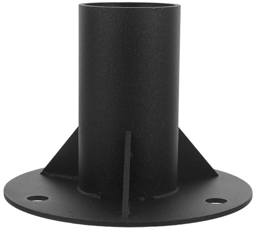MOBUTOFU Brida Base del Poste de Acero Negro de 52 Mm para Soporte de Barandilla y Vallas de Metal Tornillos, Alta Resistencia y Durabilidad para Instalación en Exteriores