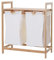 Wäschesammler HWC-B83, Laundry Wäschesortierer Wäschekorb Wäschebehälter, Bambus 2 Fächer 74x64x33cm 70l - weiß