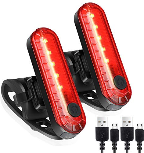 Defurhome LED Rear Bike Tail Light 2 Pack, Ultra Bright USB Rechargeable Bicycle Taillights, Waterproof Bike Back Light for Cycling Helmet Safety Warning Strobe, 4 Light Mode Options