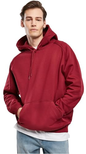 Urban Classics Herren Blank Hoody – Locker Geschnittener Kapuzenpullover mit Kängurutasche und Verstellbarer Kapuze für Freizeit Alltag Sport und Streetwear,Burgundy,4XL