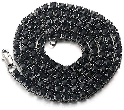 HALUKAKAH Guldkedja för Män Iced Out, 5.5MM Män Tenniskedja Rodium Svartpläterad Choker Halsband 45cm, Lab Diamanter Prong Set, Gåva till Honom