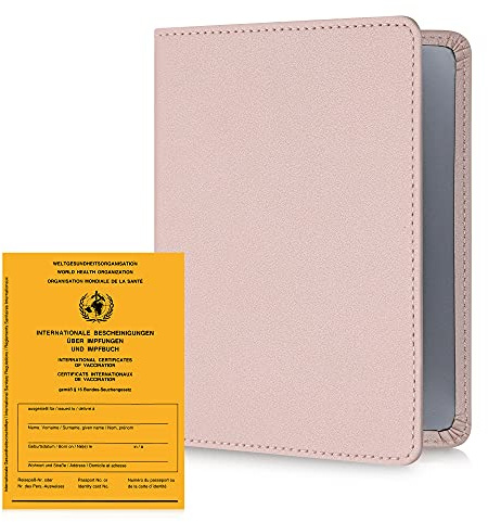 kwmobile Funda para cartilla de vacunación - Estuche de Cuero sintético con Tapa para Pasaporte de vacunas Europeo - Oro Rosa