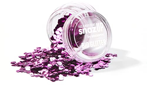Snazaroo Bio Glitter Face and Body Paint, Biodegradable Chunky Gliter, Fuchsia Colour, 3g