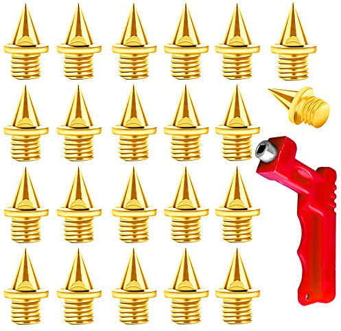SAVITA 1/4 Pulgadas Juego de Clavos para Zapatos, Incluye Clavos para Pista y 1 Pieza Llave para Clavos Piramidales Clavos para Campo Traviesa para Sprint Deportivas y Correr Zapatillas (50 Piezas)