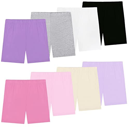 KEREDA 8 Pack Girls Cycling Shorts Dance PE Shorts Breathable Cycle Dress Shorts for Kids Children Summer 2-3 Years