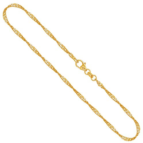 EDELIND Goldkette, Singapurkette Gelbgold 333/8 K, Länge 42 cm, Breite 2,2 mm, Gewicht ca, 2,9 g, NEU