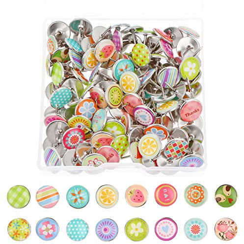 Grevosea 80 Stück Retro Pinnwand Nadeln,Push Pins,Reißnägel,Stecknadeln mit Kopf,Reißzwecken,Metall Reißnagel,Polster Reißzwecken für Bulletin Board Kork Boards Fotos Wand Home Office Decors