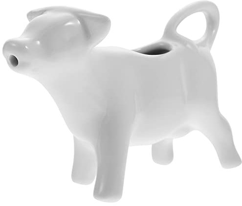 SHERCHPRY Mini Cow Creamer Ceramic Creamer Jug Cute Animal Shape Coffee Milk Creamer Pitcher Milk Cup Sauce Serving Pitcher for Syrup Dressing Server Gravy Boat 40ML
