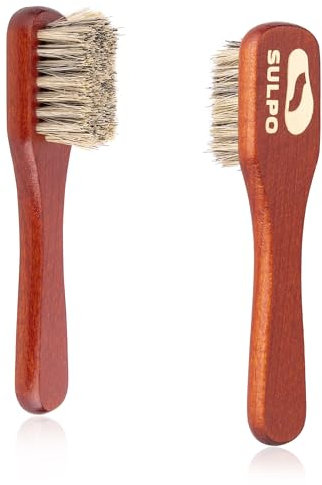 SULPO Cepillo para cremas, cepillo para zapatos, cerdas de crin para aplicar crema y cera para zapatos, cepillo suave, madera de haya, cepillo de piel, cepillo de suciedad para zapatos, 2 unidades