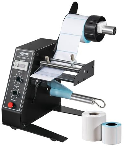 VEVOR Automatischer Etikettenspender, Breite 15-125 mm, Länge 3-150 mm, Etikettenabstreifer, Etikettentrennmaschine, stufenlose Geschwindigkeitseinstellung, Etikettenapplikator, max. Zählung 0-999999