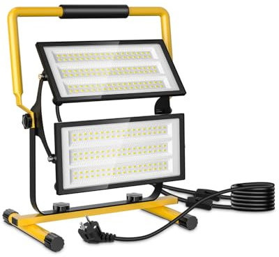 Bellanny Foco de Trabajo LED 200W 20000LM Focos Proyector LED Portatil con Giratorio 360º, 6500K Blanco, Cable 3M, Impermeable IP66 Luz de seguridad para Interior y Exterior Jardín Obra Taller Garaje
