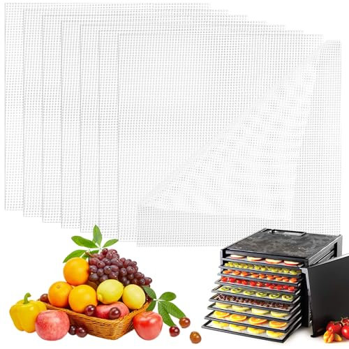 8 Pièces Feuilles de Déshydrateur Carrées en Silicone 35,6x35,6 cm, Tapis Antiadhésifs Réutilisables Sans BPA pour Fruits, Film de Séchage pour Déshydrateur Automatique