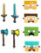 Yoimcaky 8 Stück aufblasbare Spielzeugwaffe, aufblasbare Waffen mit Pixelschwertern, 2 Pixel, aufblasbares Schwert für Kinder, 2 Axt, 4 Miner-Gamer-Masken, Cosplay-Partyzubehör, Geburtstagsgeschenk
