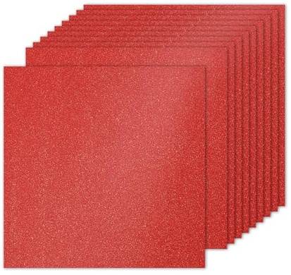 PATIKIL 10 ark ljusrött glitter kartonglapper, 10 x 10 tum, 250 gsm fyrkantigt premium glittrande papper hantverk kartpapper för scrapbook-korttillverkning gör-det-själv konstprojekt bröllopsfest