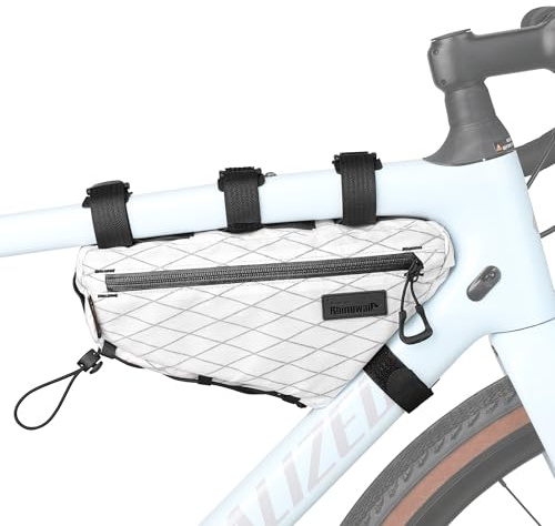 Rhinowalk Cykelram väska vattentät cykel triangel väska 1,8 L cykelpåse under tub professionella cykeltillbehör (M)-vit
