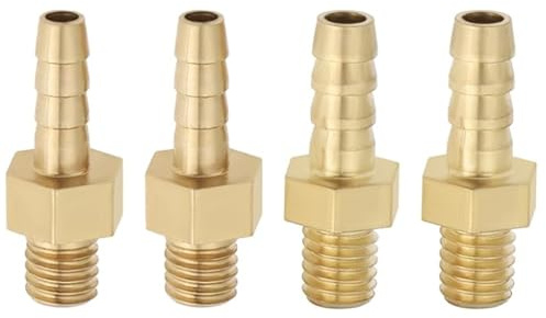 Wjelet 4 connettori per tubi in ottone M5 x 0,8 con gancio, raccordo per tubo con filettatura esterna per tubo da 3 mm e 4 mm, connettore filettato per acquario, stagno, piscina, aria e tubi