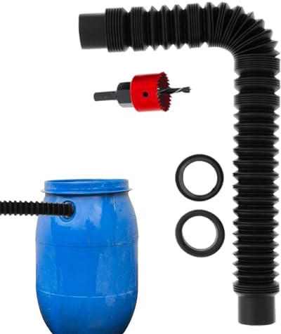 Conector de manguera para barriles de lluvia, juego de conexión para agua de lluvia, adaptador para canalón subterráneo, exterior, entrada, riego, riego de jardín, terraza, jardín