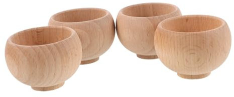 LALAFINA 4 Piezas Base de Madera para Cojín de Agujas Cuenco Japonés para Manualidades DIY Soporte para Alfileres de Costura y Bordado para Amantes del Crochet y Artesanía
