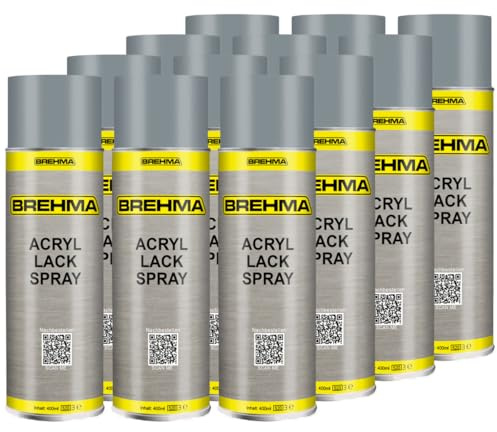 BREHMA 12x Acryl Lackspray Ral 7001 Silbergrau matt Lack Farbe Sprühfarbe 400ml