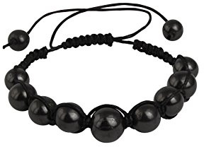Heka Naturals Bracciale Perle di Pietre Naturali di Shungite | Gioielli Fatti a Mano Stile Kamilla in Cristallo Nero - Bracciale Chakra, Gioielli Curativi Cristalli Spirituali