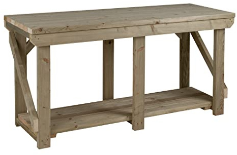 Arbor Garden Solutions Heavy Duty Workbench 7ft (210cm), Wooden Garage Work Table, Pressure Treated Timber Outdoor Potting Bench