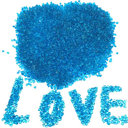 JZMYXA 2 Pounds Landscape Glass Pebble Gravel Sand Fit for Aquariums Succulent Plants Terrarium Landscape, Natural Blue