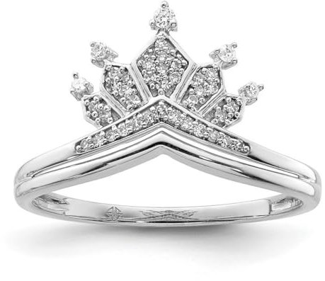 Ring aus 925er-Sterlingsilber, rhodiniert, Diamant, Kronenring, Größe 56, 2 mm breit, Schmuck für Damen, Weißer Diamant