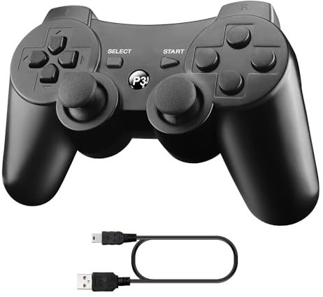 Diswoe Controller per PS3, Controller Bluetooth per PS3 Wireless Controller Senza Fili con Doppia Vibrazione Controller Ricaricabile Gamepad Joystick PS3