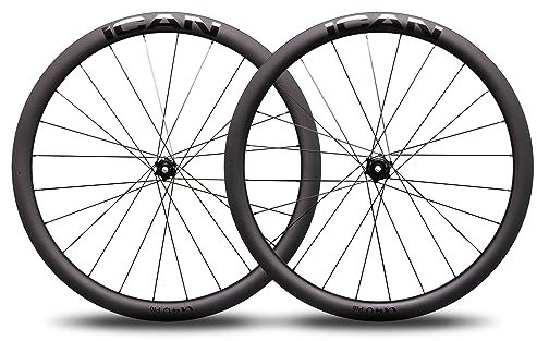 ICANIAN Alpha 40 Disc Pro 700C Carbon Rennrad Laufradsatz Scheibenbremse 40cm Breit Tubeless Ready Handgefertigte leichte Kletterräder 1632g