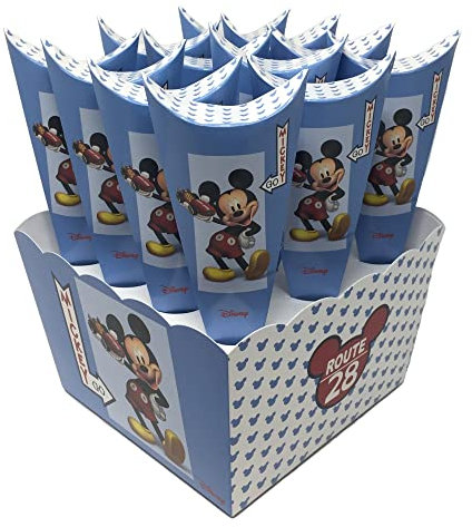 Contenitore portaconi + 12 bomboniere Cono Mickey Go Disney Topolino per Feste - 68181+16921+68172