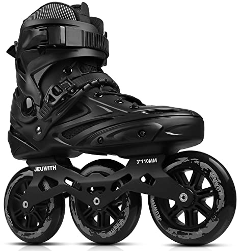 Inline Skates for Men Women, 3 Wheels 110mm Blades Roller for Adult Male Female, Classic Outdoor Fitness Inline Speed Skates for Unisex (Black) Men5.5-6/Women6.5-7/25cm