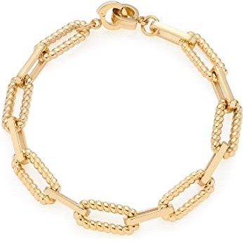 JEWELS BY LEONARDO Armband Clip & Mix Moni • Arm-Kette aus goldfarbenem Edelstahl • massives Gliederarmband • Statement-Armband mit Kordelstruktur • 19 cm Länge • Geschenk Damen Schmuck • 022233
