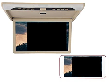 Lecteur DVD portable 19 pouces moniteur de voiture 1080P HD écran LCD Portable voiture lecteurs vidéo Automobile plafond TV toit montage affichage USB FM camping-car pour la voiture ( Color : Beige Mi
