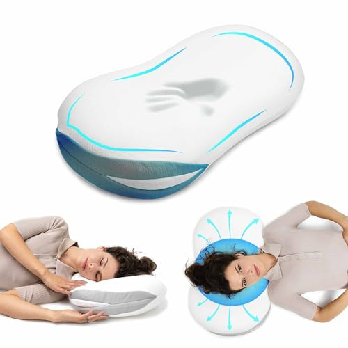Cuscino ortopedico per il collo a forma di nuvole, in schiuma di gel di viscosa compensante la pressione (Memory Foam), 63 x 35 x 13 cm