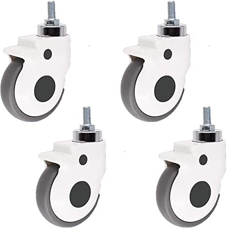Ruote girevoli Ruote silenziose Ruote girevoli in gomma da 4 pollici Set di 4, Rotella girevole per mobili, Rotelle per carichi pesanti con freno, per apparecchiature mediche/lettino, (M12/M