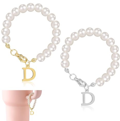 2stk Buchstaben Anhänger für Stanley Tasse, Alphabet Anhänger Perlengriff-Anhängerkette Personalisierte Namens-ID-Anfangsbuchstabendekorationen für Stanley-Becher-Zubehör(Buchstabe D)