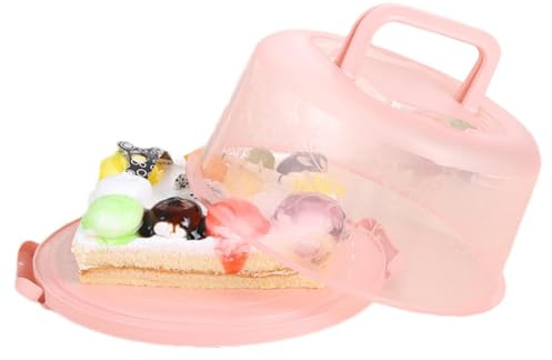 Scatola per il trasporto di torte, porta cupcake per uso alimentare con coperchio trasparente, riutilizzabile, multifunzione, con manico, per frutta, biscotti, verdura