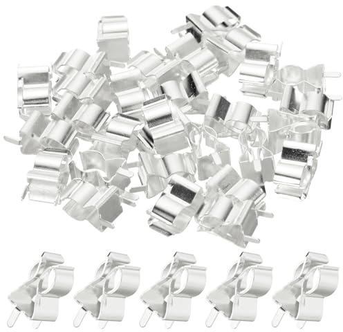 QUARKZMAN 30pcs pour 6x30mm Verre Céramique Tube Support Pinces Argent | Fusible Agrafes, Laiton Fusible Support Agrafe, Fusible Supports Agrafes, Verre Céramique Tube Support Pinces