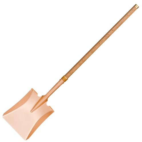 WEDO Pala cuadrada sin chispas con hoja recta, pala de transferencia de cuello largo doblado, mango de madera de 55 pulgadas de largo con aro de bronce, cobre berilio, no magnética, estándar DIN,