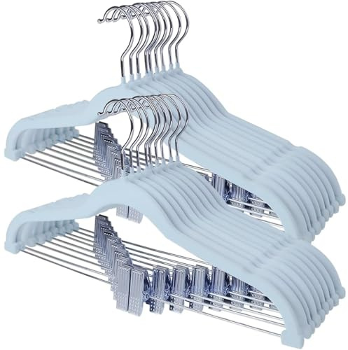 Stormix Cintres Pour Pantalons, Lot de 18 Cintres Pour Jupes Vevlt Avec Pinces, Cintres Antidérapants, Cintres Robustes Pour Shorts, Pantalons, Jupes, Robes, Vestes, Manteaux Bleu
